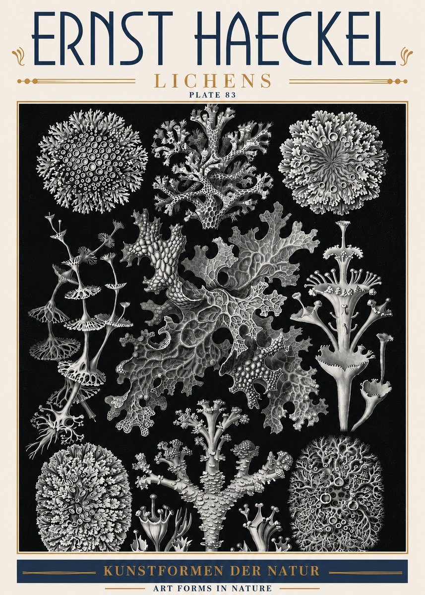 Ernst Haeckel Lichens - Plate 83 No6 - Plakát