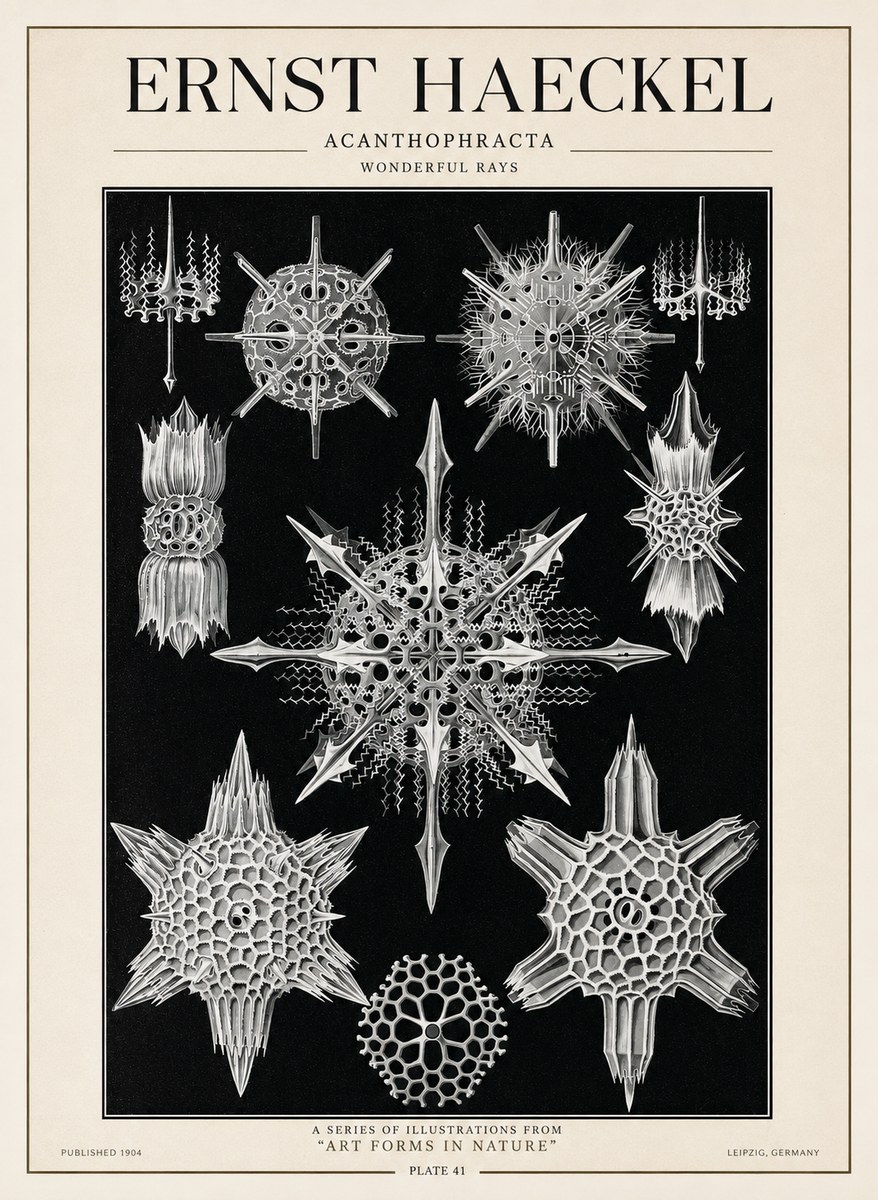 Ernst Haeckel Acanthophracta - Wonderful Rays No1 - Plakát