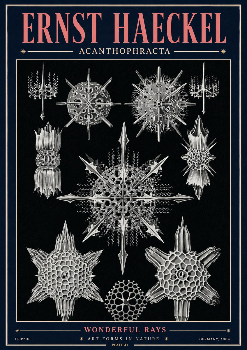 Ernst Haeckel Acanthophracta - Wonderful Rays No4 - Plakát
