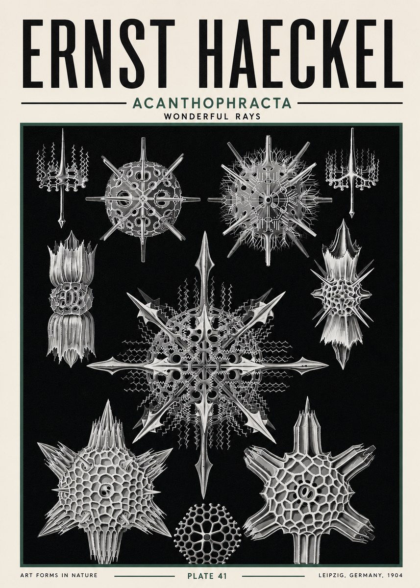 Ernst Haeckel Acanthophracta - Wonderful Rays No5 - Plakát