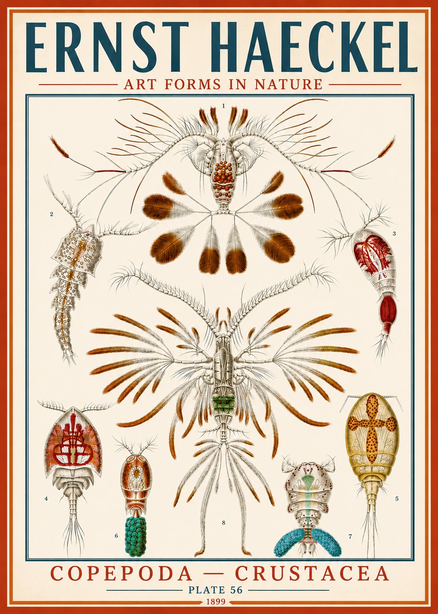 Ernst Haeckel Copepoda — Crustacea Plate 56 No5 - Plakát