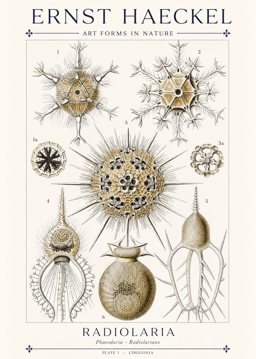 Ernst Haeckel Radiolaria - Plate 1 - Ciregonia No1 - Plakát