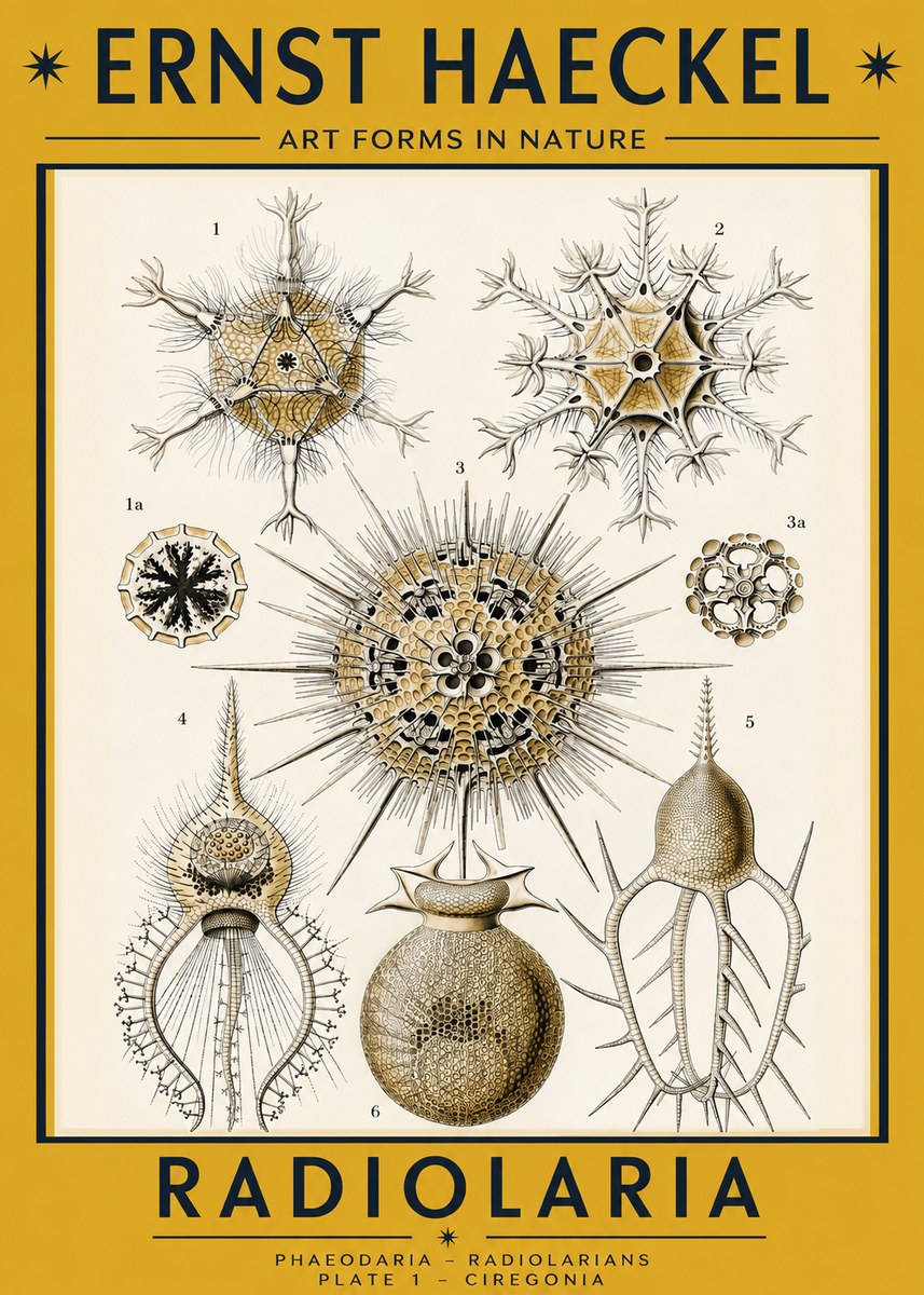 Ernst Haeckel Radiolaria - Plate 1 - Ciregonia No2 - Plakát