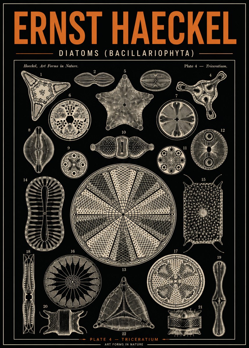 Ernst Haeckel Diatoms (Bacillariophyta) Plate 4 – Triceratium No4 - Plakát