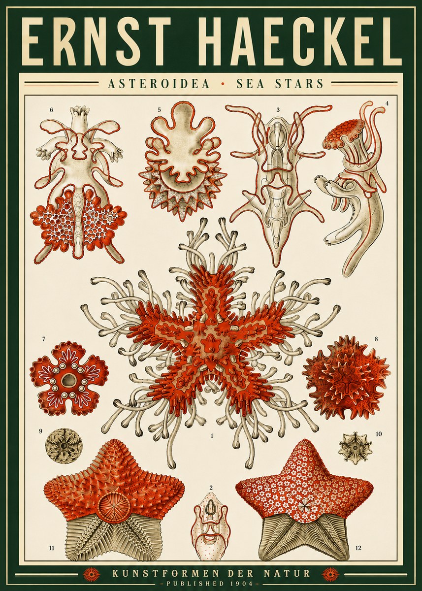 Ernst Haeckel Asteroidea. Sea Stars No4 - Plakát