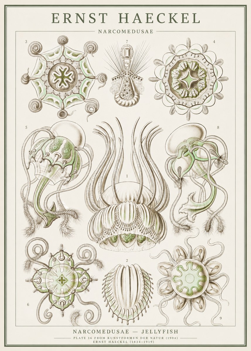 Ernst Haeckel Narcomedusae - Jellyfish No1 - Plakát