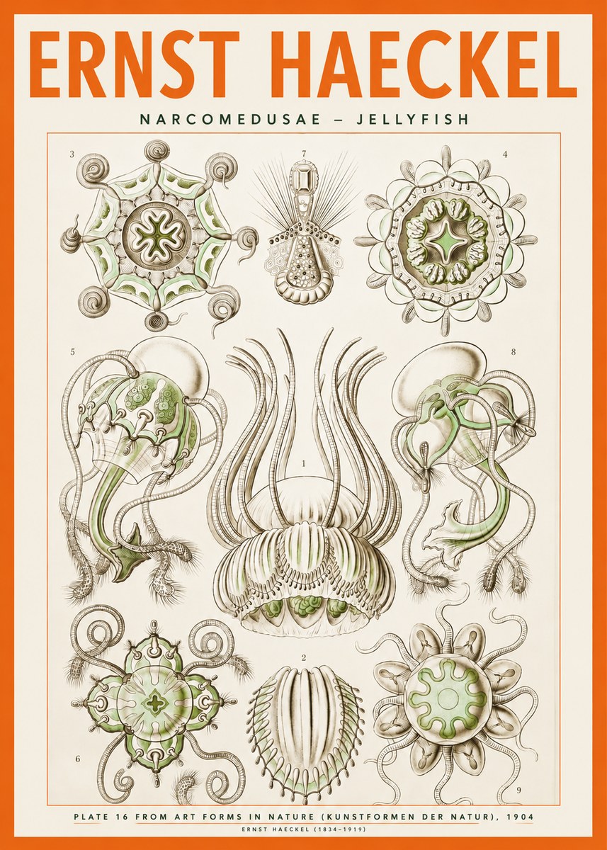 Ernst Haeckel Narcomedusae - Jellyfish No2 - Plakát