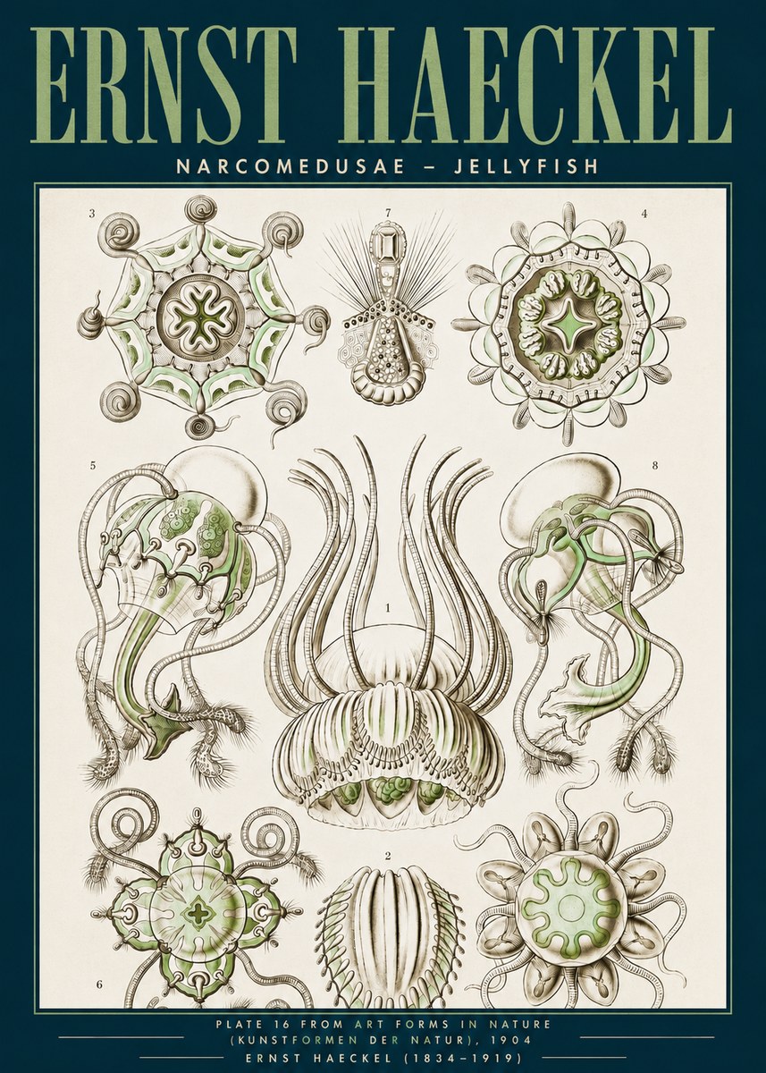 Ernst Haeckel Narcomedusae - Jellyfish No3 - Plakát