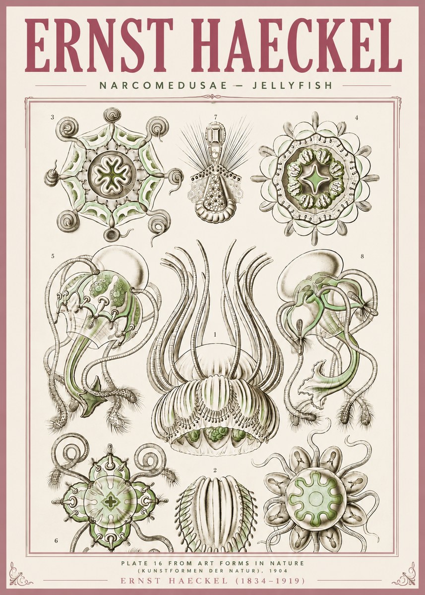 Ernst Haeckel Narcomedusae - Jellyfish No4 - Plakát