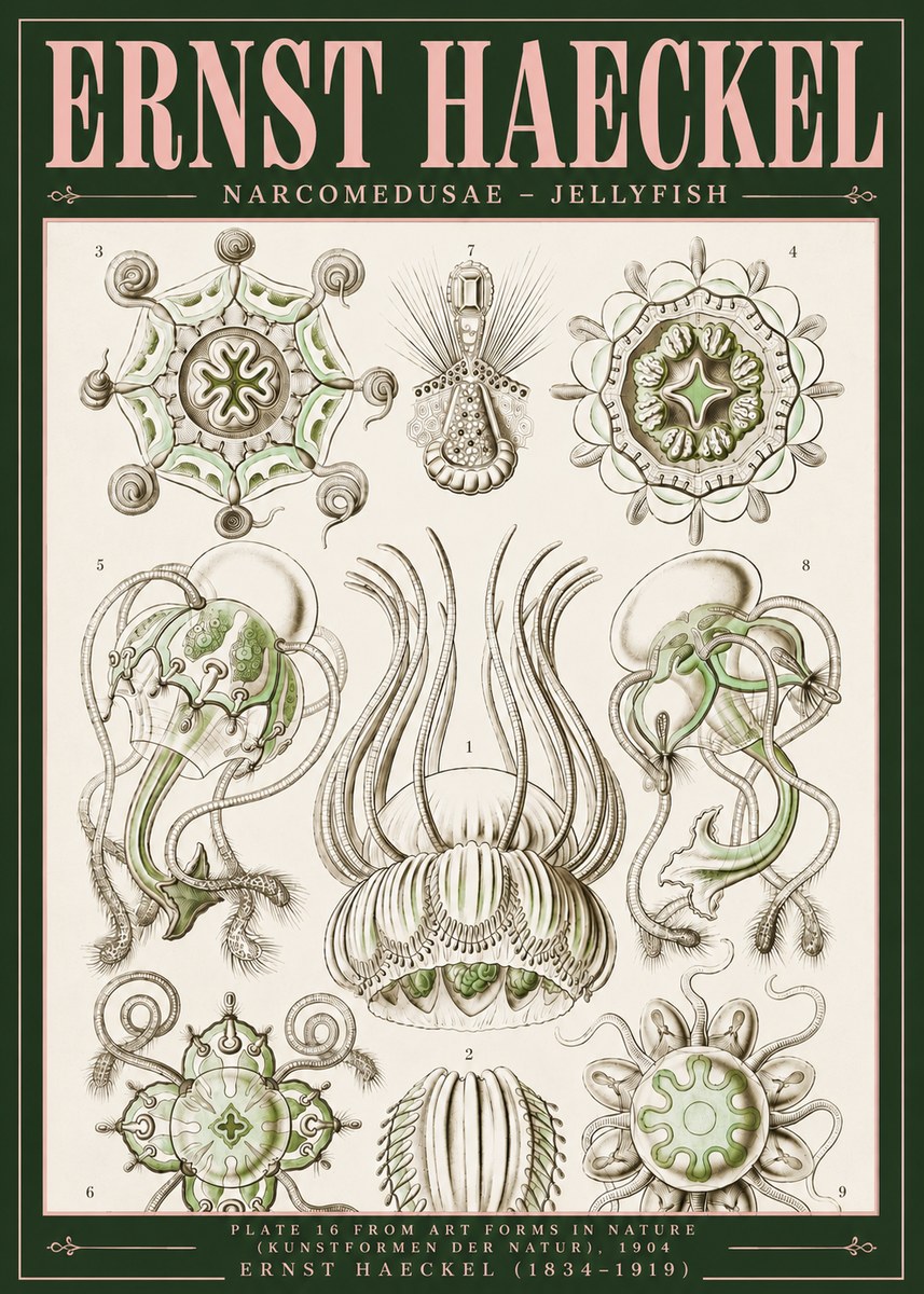 Ernst Haeckel Narcomedusae - Jellyfish No5 - Plakát