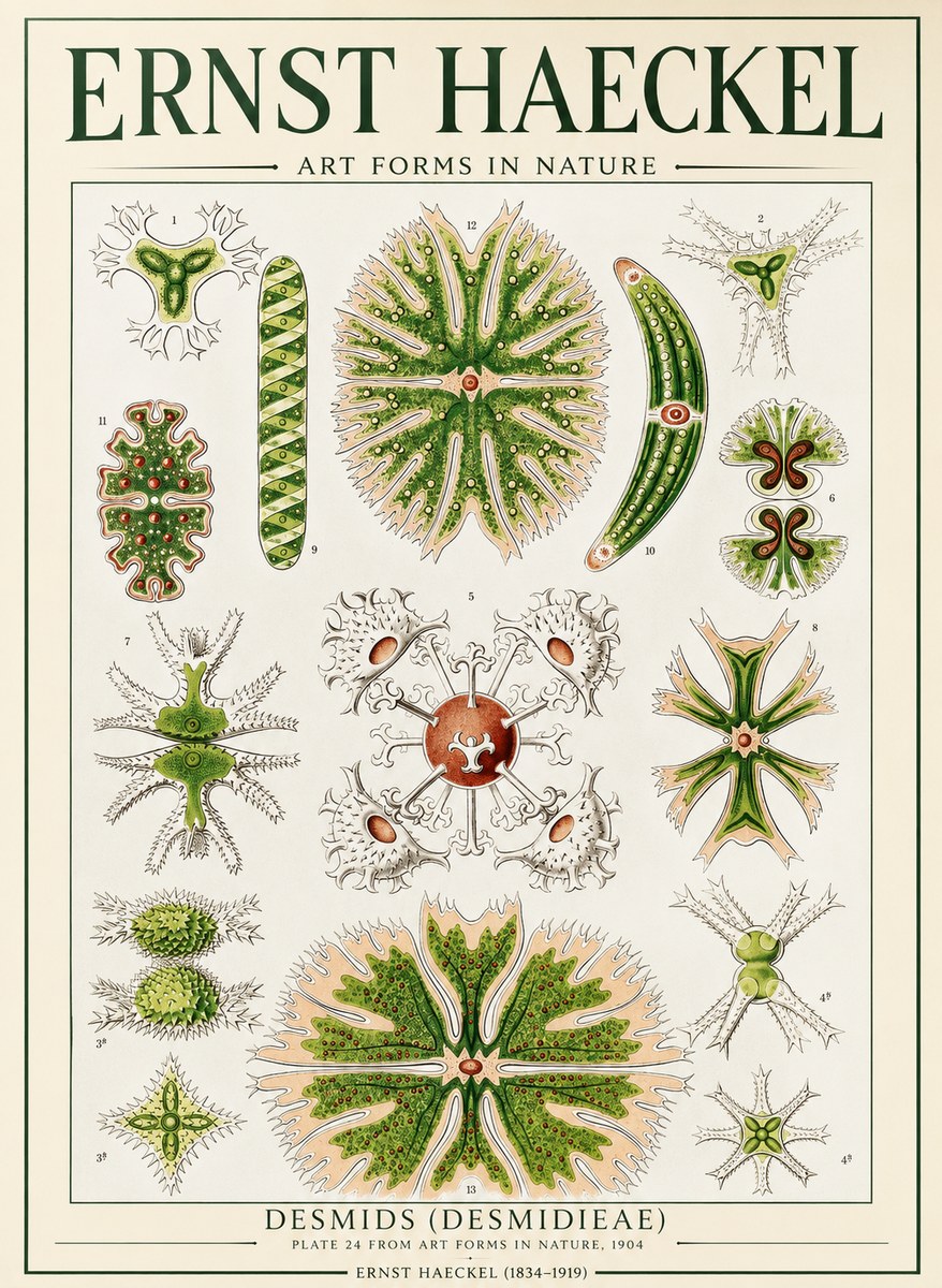 Ernst Haeckel Desmids (Desmidieae) No1 - Plakát