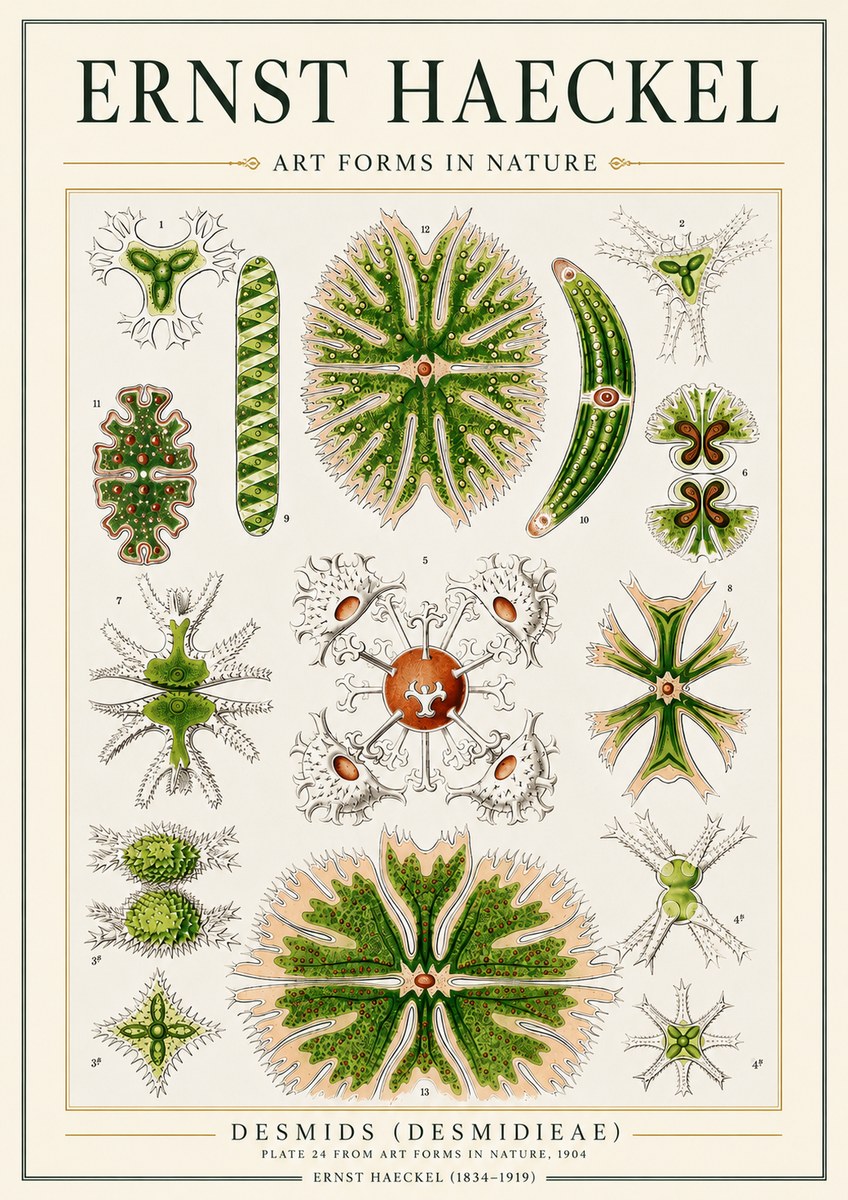 Ernst Haeckel Desmids (Desmidieae) No3 - Plakát