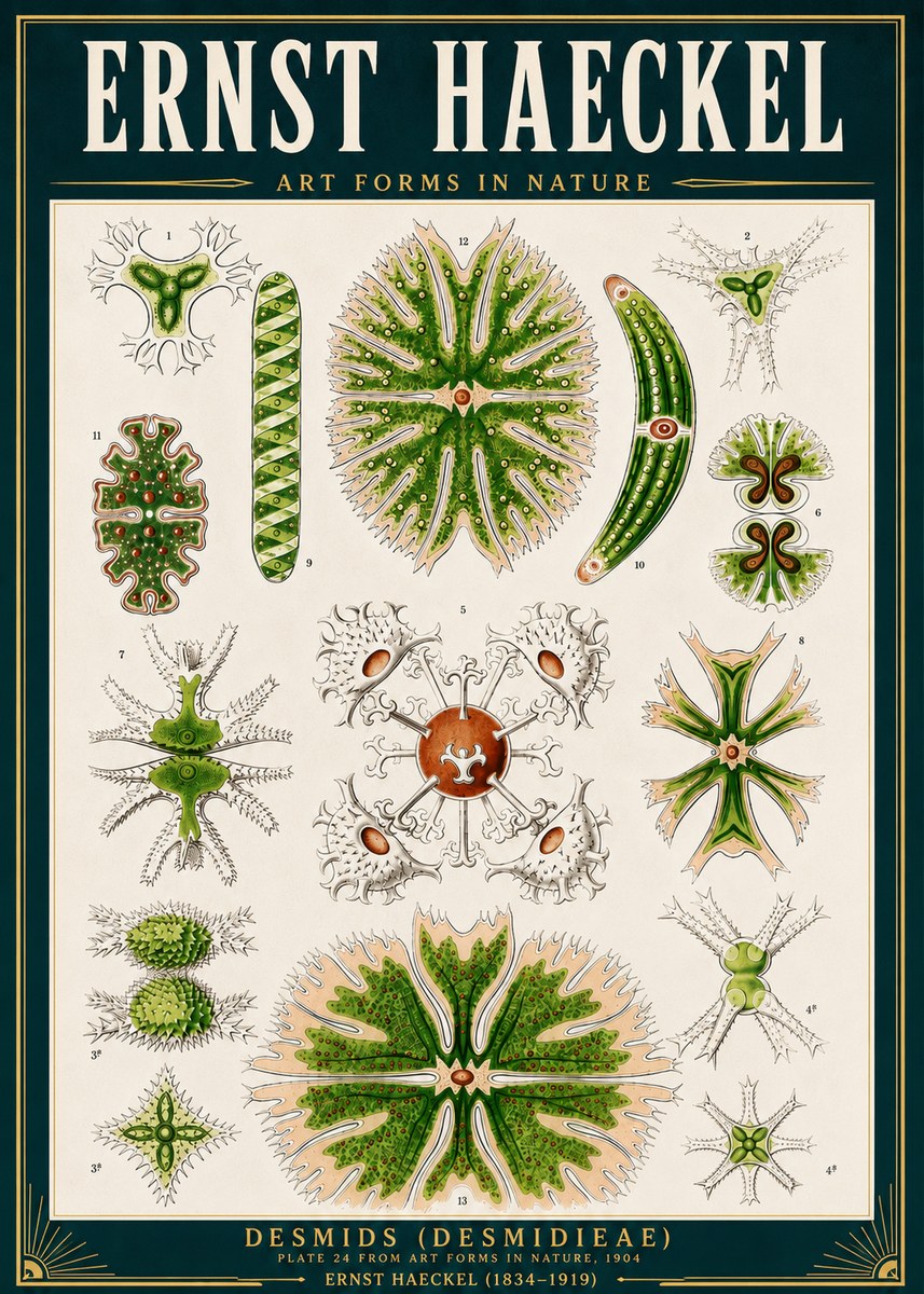 Ernst Haeckel Desmids (Desmidieae) No4 - Plakát