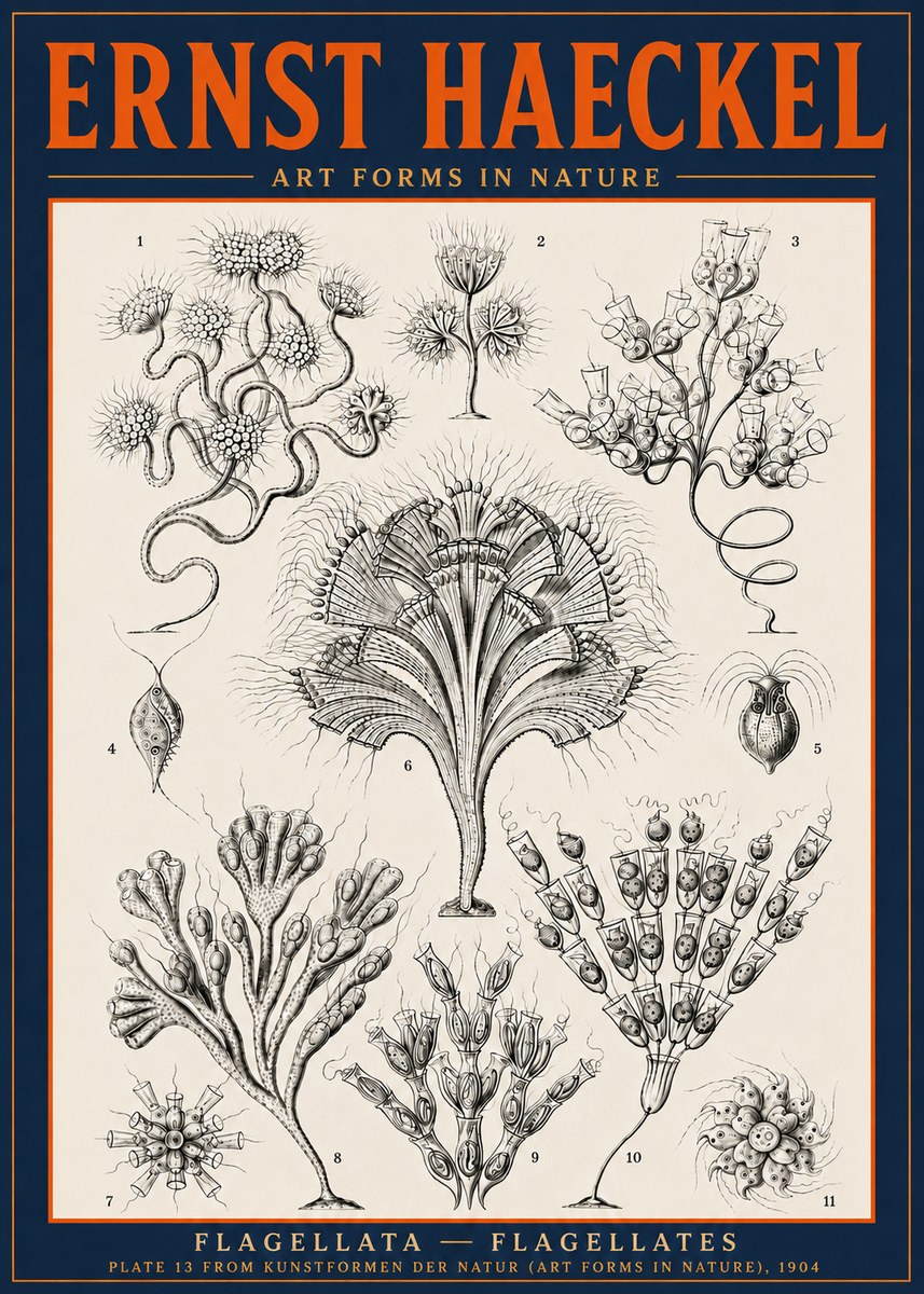 Ernst Haeckel Flagellata - Flagellates No6 - Plakát