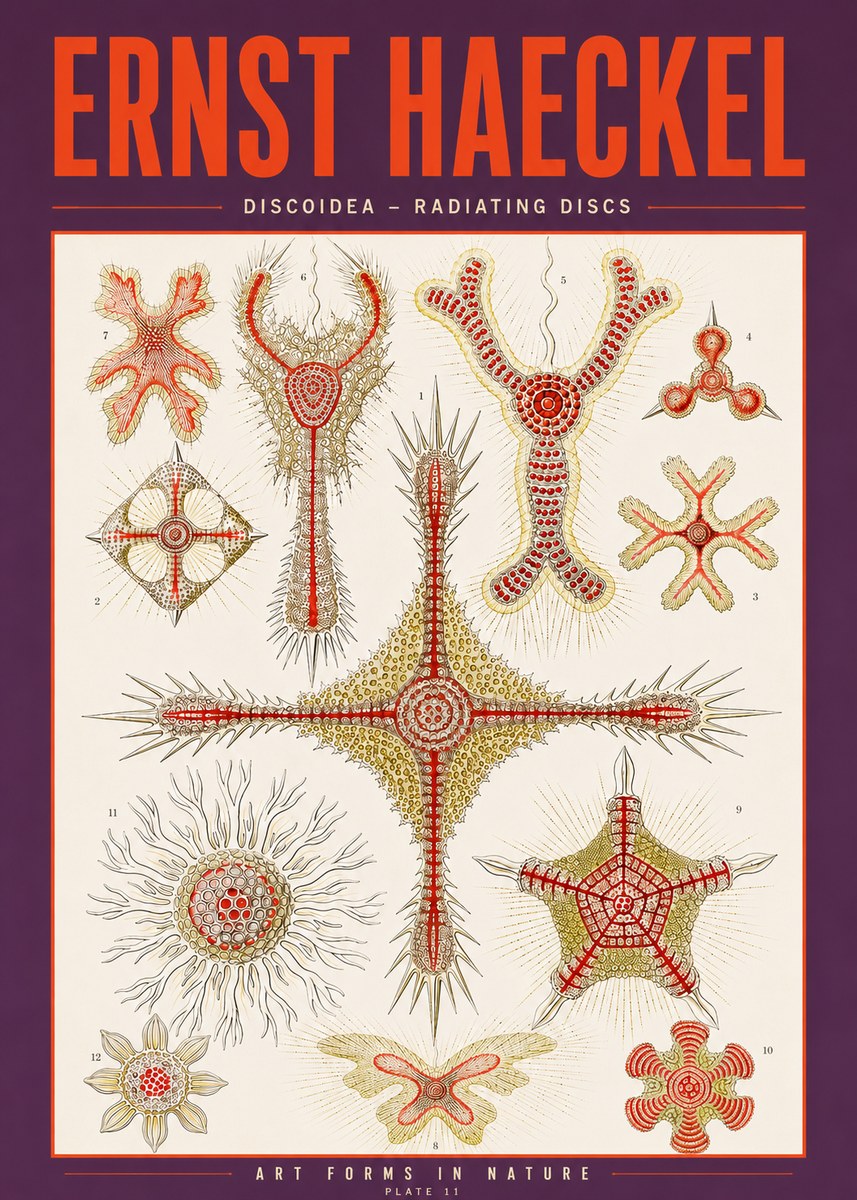 Ernst Haeckel Discoidea – Radiating Discs No3 - Plakát