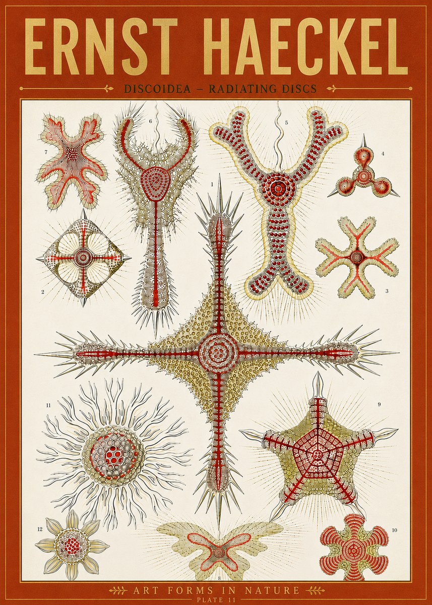 Ernst Haeckel Discoidea – Radiating Discs No5 - Plakát