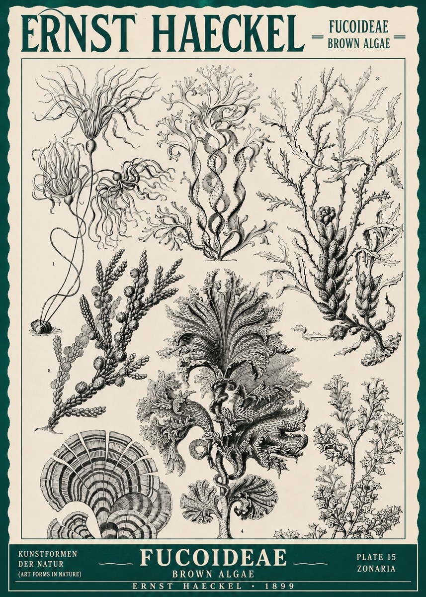 Ernst Haeckel Fucoideae - Brown Algae No3 - Plakát