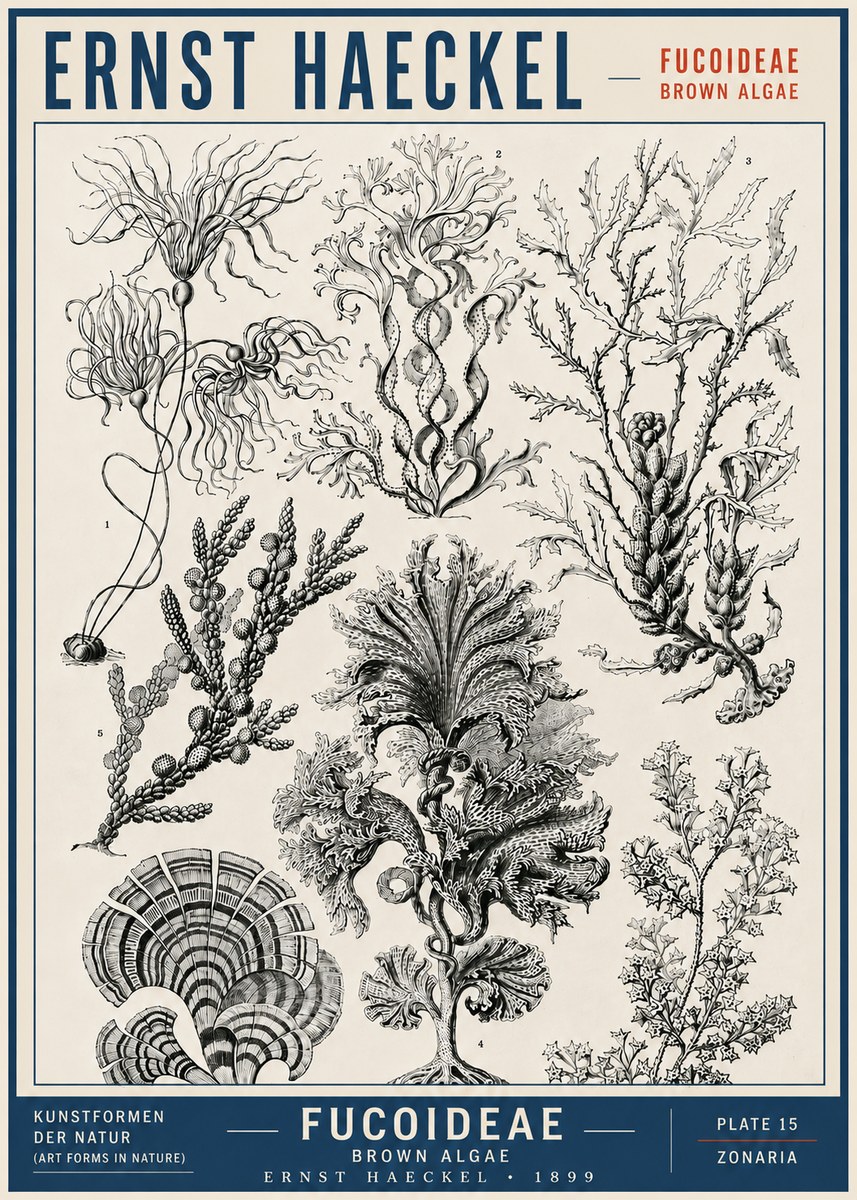 Ernst Haeckel Fucoideae - Brown Algae No5 - Plakát