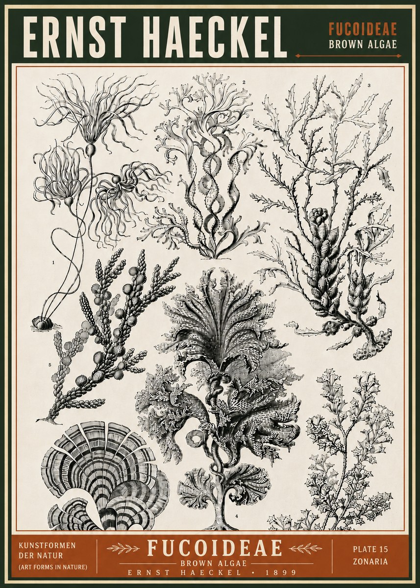 Ernst Haeckel Fucoideae - Brown Algae No6 - Plakát