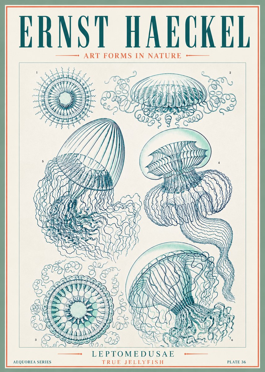 Ernst Haeckel Leptomedusae True Jellyfish No3 - Plakát