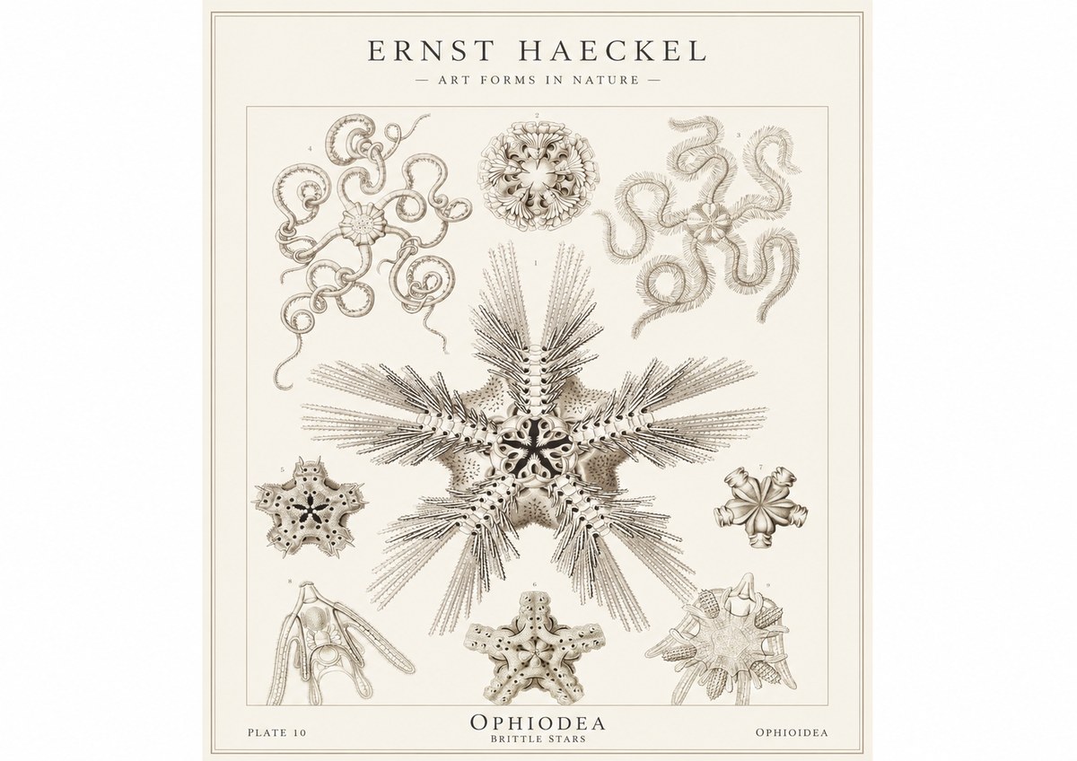 Ernst Haeckel Ophiodea - Brittle Stars I No1 - Plakát