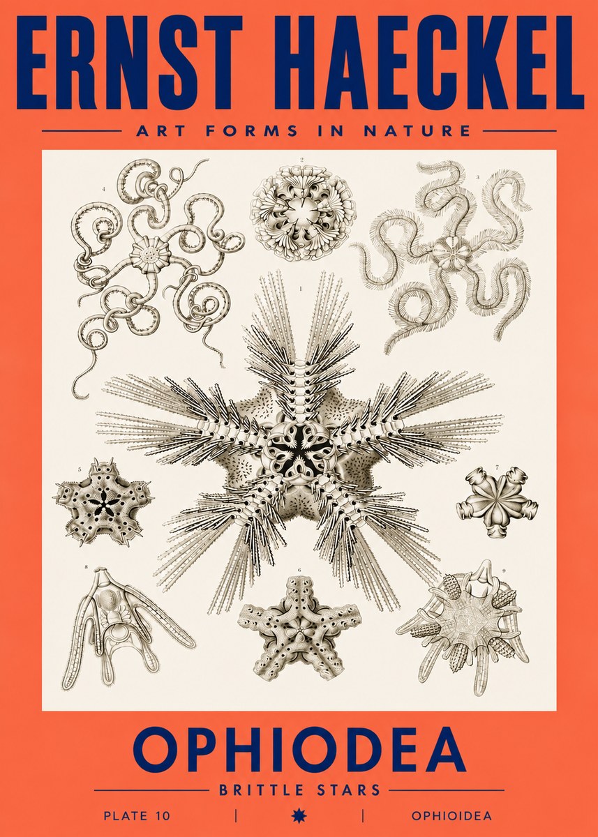 Ernst Haeckel Ophiodea - Brittle Stars I No3 - Plakát