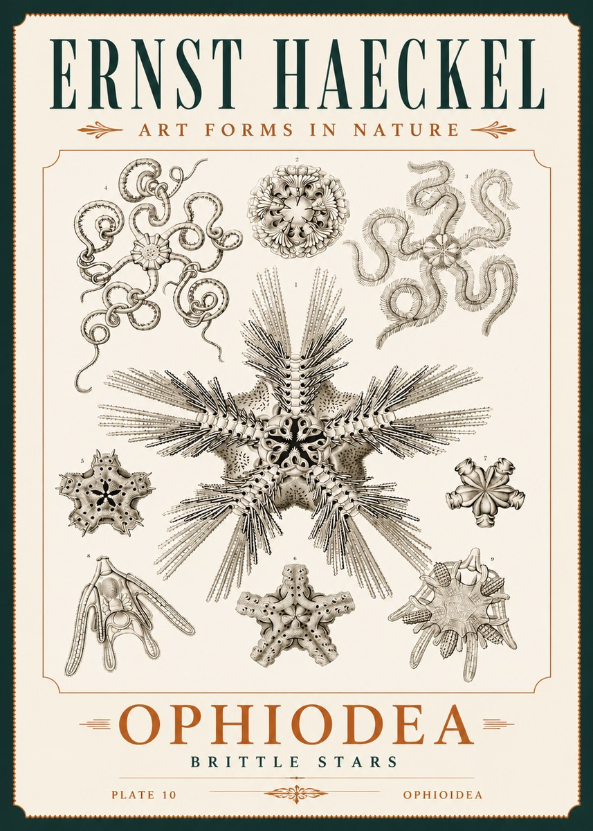 Ernst Haeckel Ophiodea - Brittle Stars I No4 - Plakát