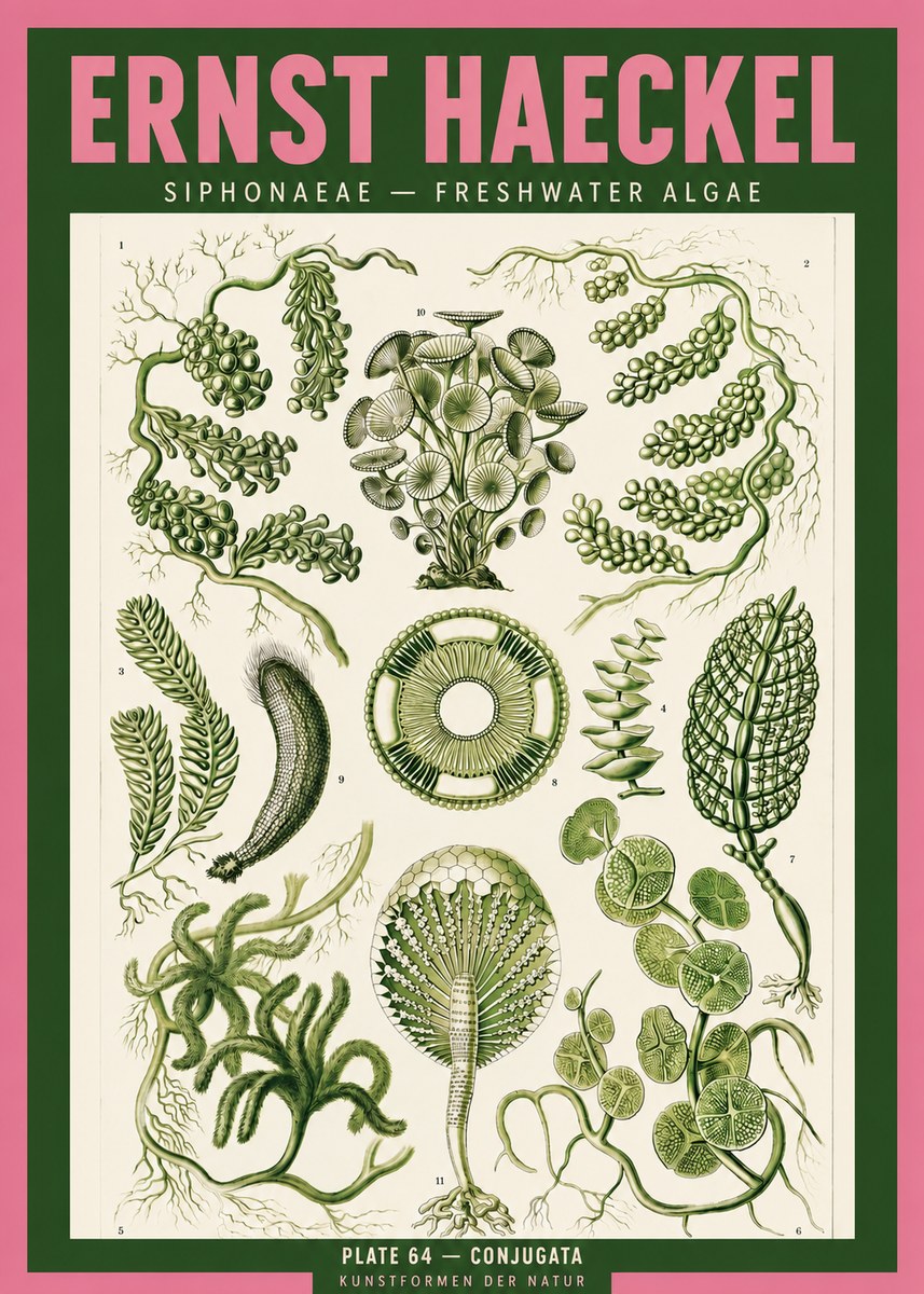 Ernst Haeckel Siphonaceae - Freshwater Algae No2 - Plakát