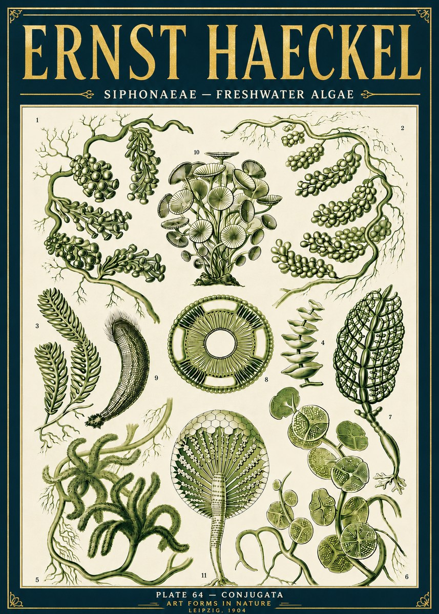 Ernst Haeckel Siphonaceae - Freshwater Algae No6 - Plakát