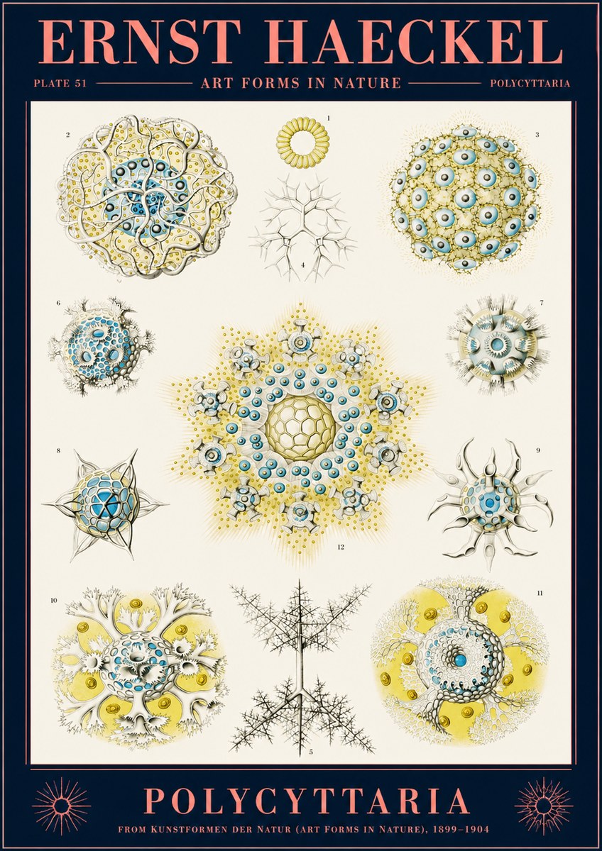 Ernst Haeckel Polycyttaria – Order of Radiolaria No2 - Plakát