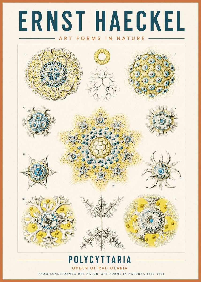 Ernst Haeckel Polycyttaria – Order of Radiolaria No3 - Plakát