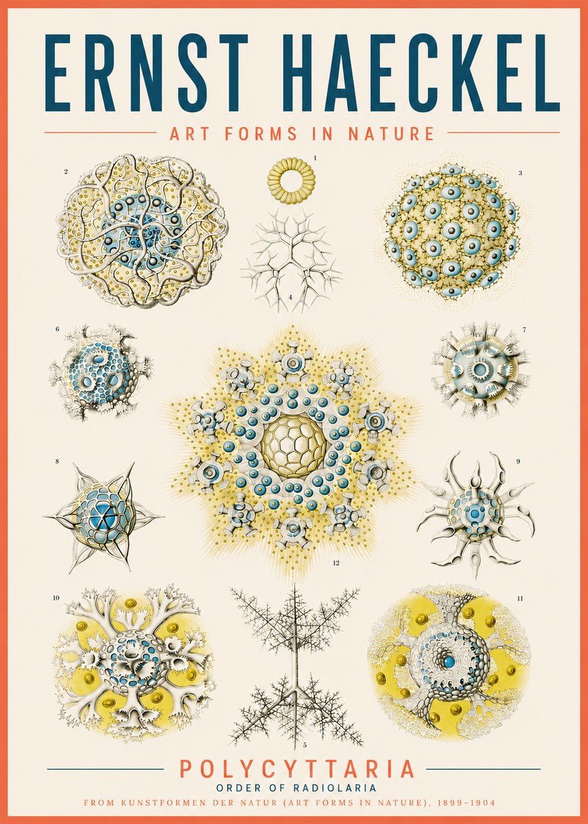 Ernst Haeckel Polycyttaria – Order of Radiolaria No5 - Plakát