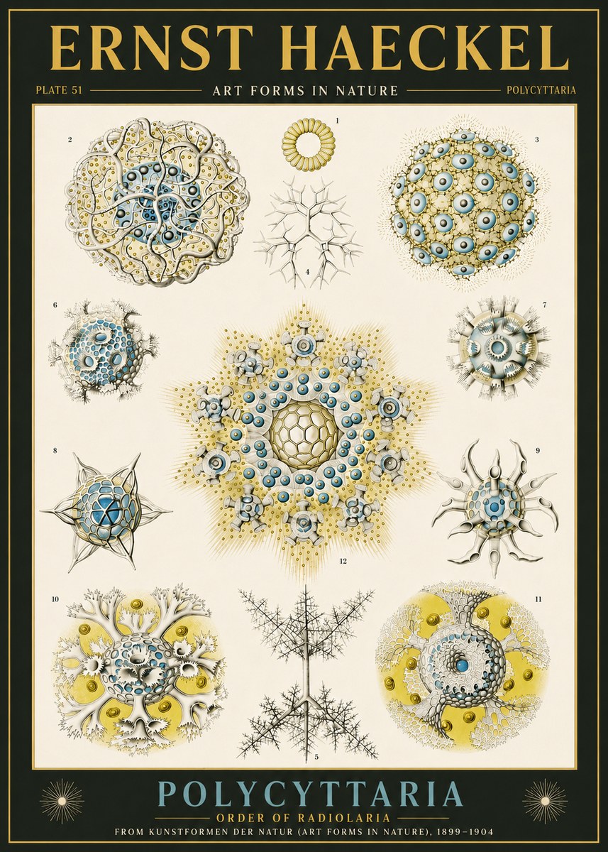 Ernst Haeckel Polycyttaria – Order of Radiolaria No6 - Plakát