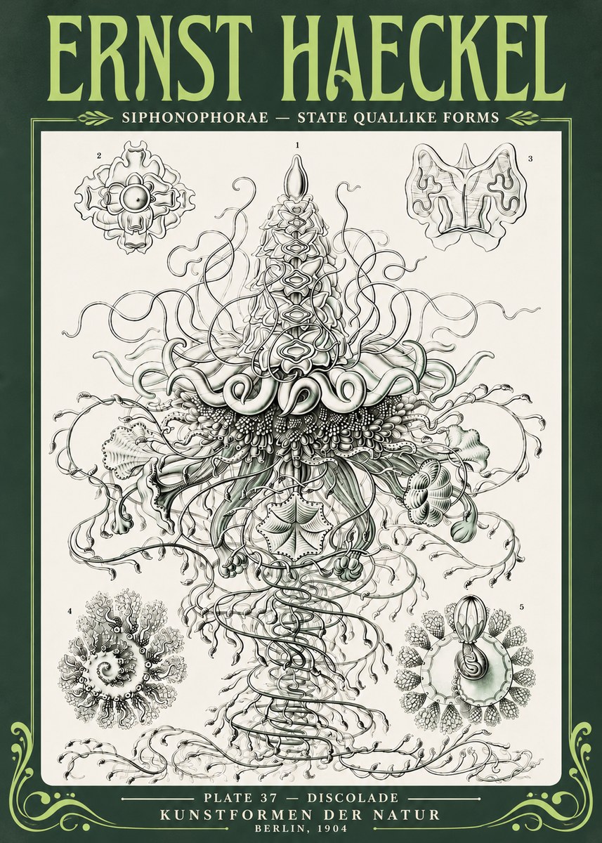 Ernst Haeckel Siphonophorae – State Quallike Forms No4 - Plakát