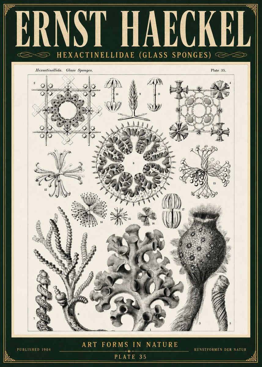 Ernst Haeckel Hexactinellida. Glass Sponges. No5 - Plakát