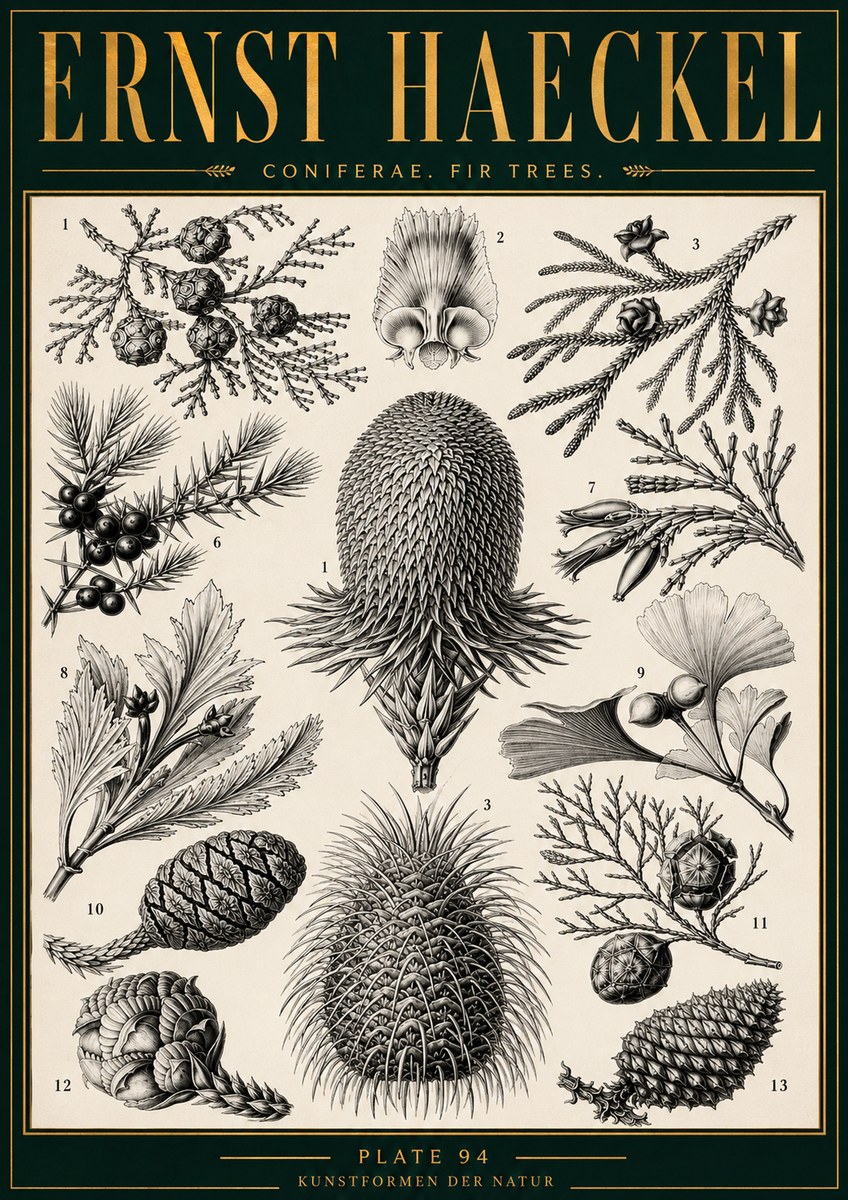 Ernst Haeckel Coniferae. Fir Trees. No4 - Plakát