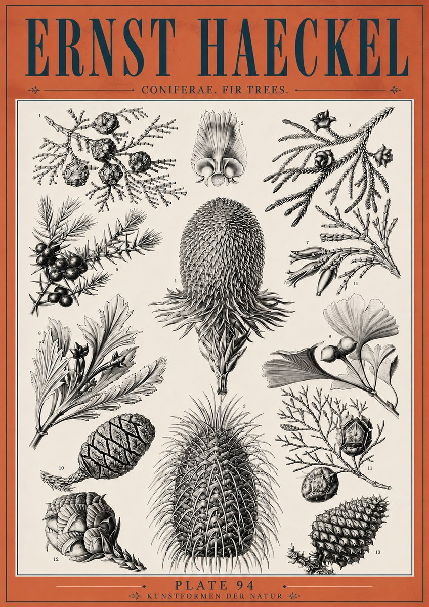 Ernst Haeckel Coniferae. Fir Trees. No6 - Plakát