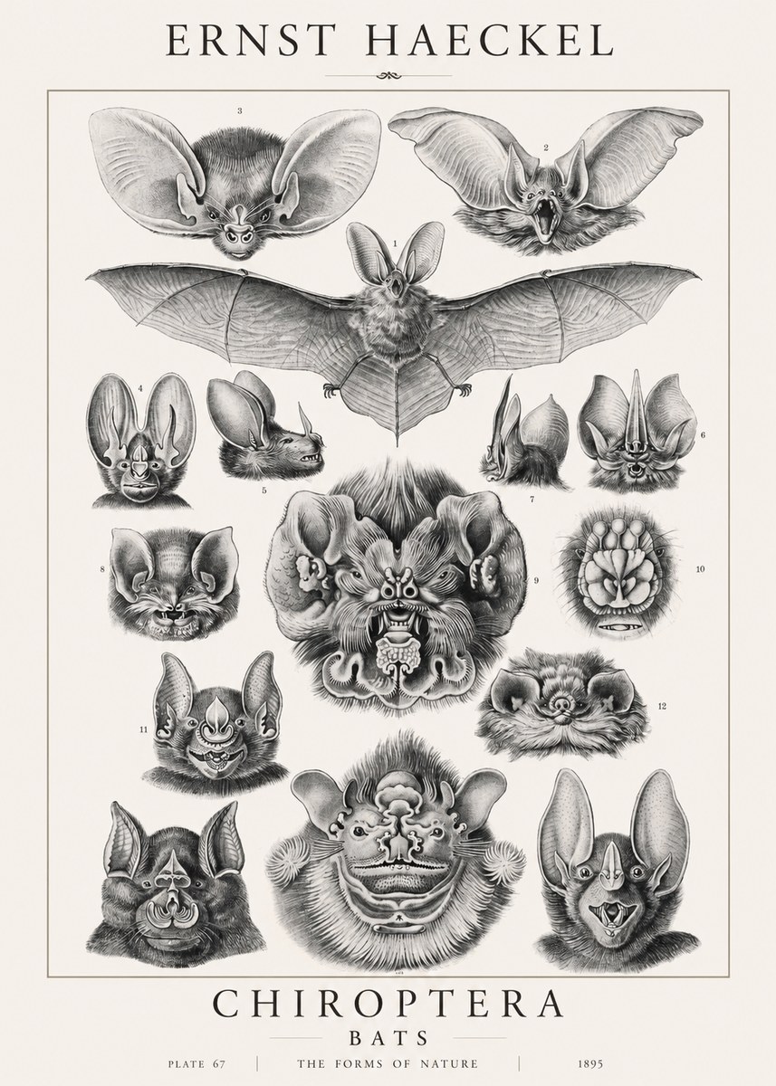 Ernst Haeckel Chiroptera Bats No1 - Plakát
