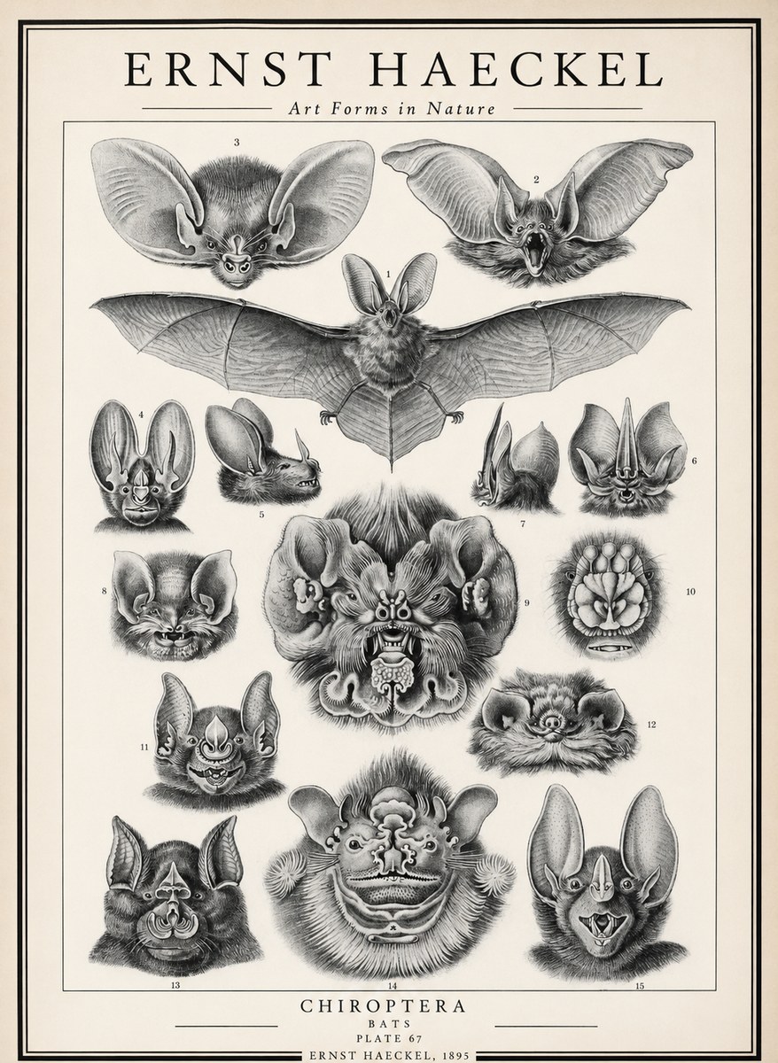 Ernst Haeckel Chiroptera Bats No3 - Plakát