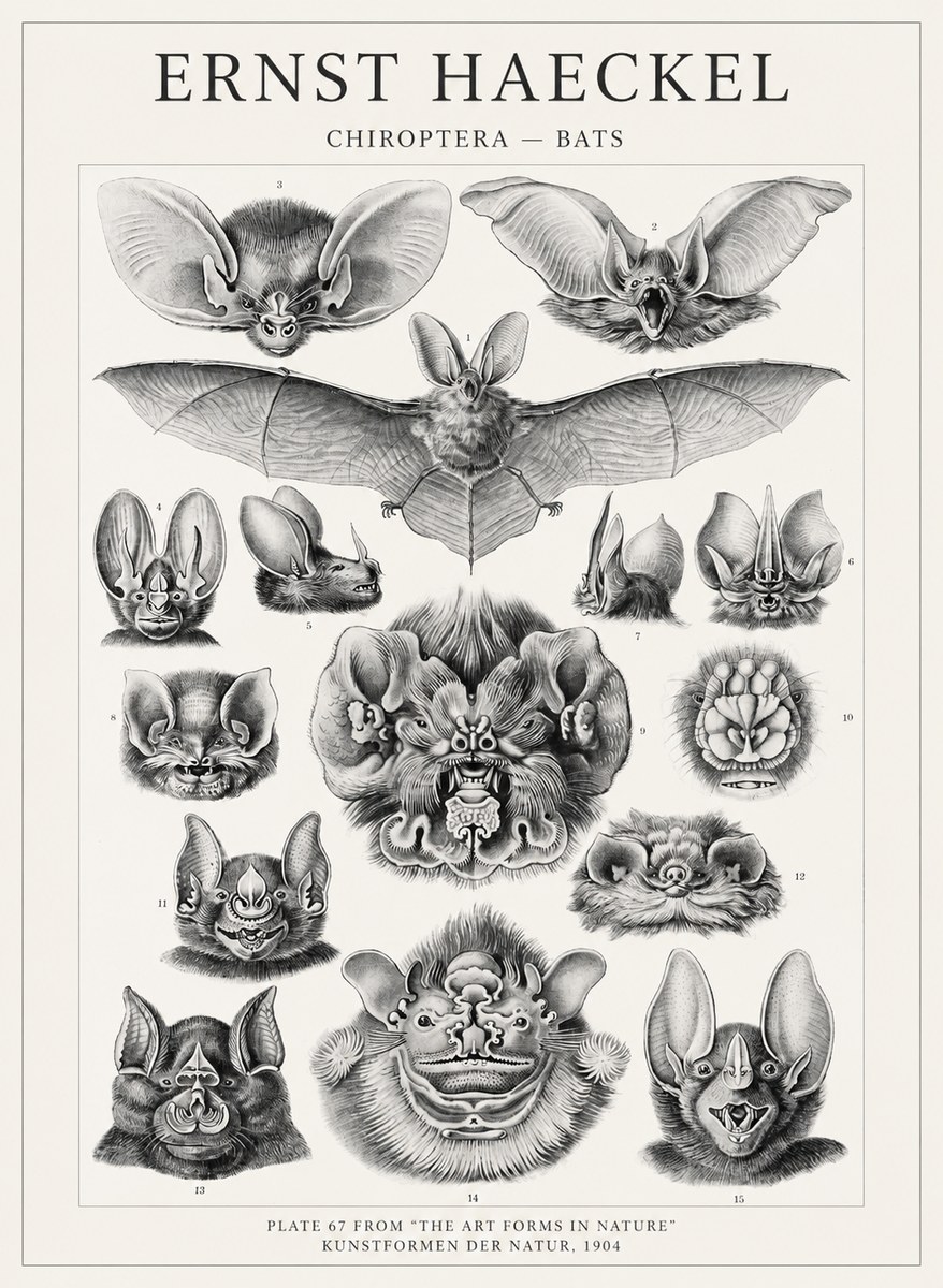 Ernst Haeckel Chiroptera Bats No4 - Plakát