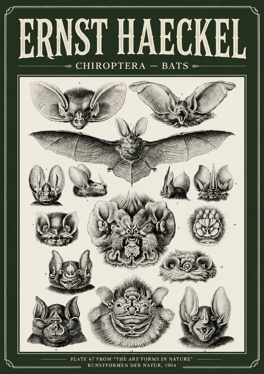 Ernst Haeckel Chiroptera Bats No6 - Plakát
