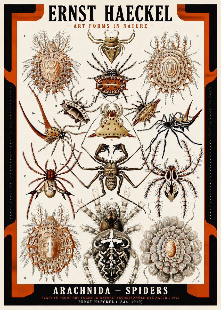 Ernst Haeckel Arachnida — Spiders No2 - Plakát