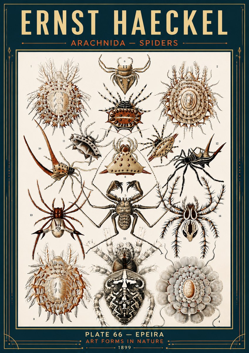 Ernst Haeckel Arachnida — Spiders No6 - Plakát