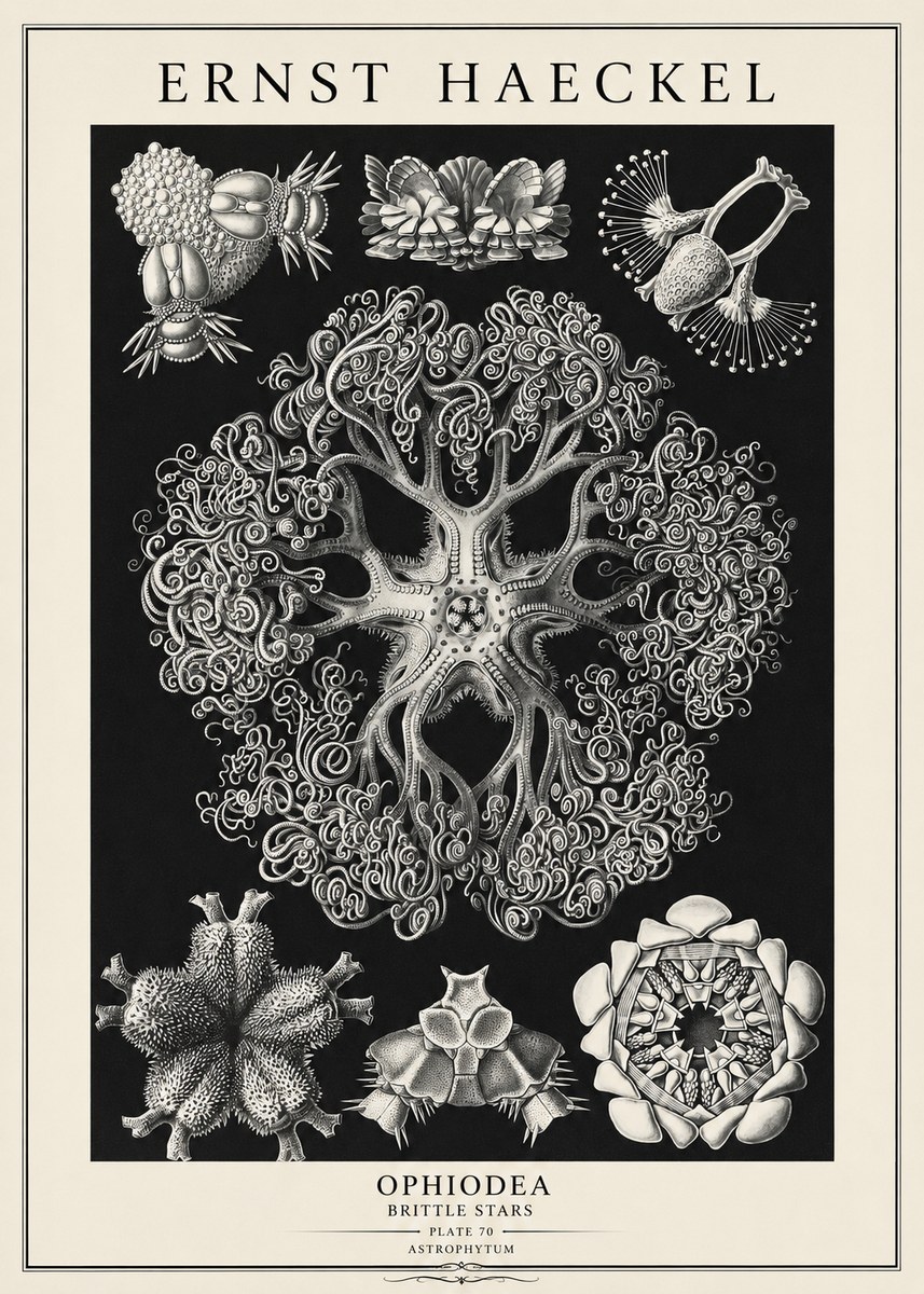 Ernst Haeckel Ophiodea - Brittle Stars II No3 - Plakát