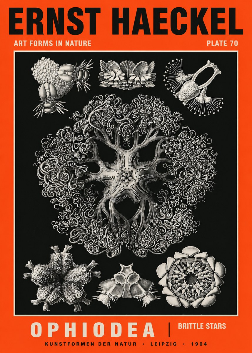 Ernst Haeckel Ophiodea - Brittle Stars II No5 - Plakát