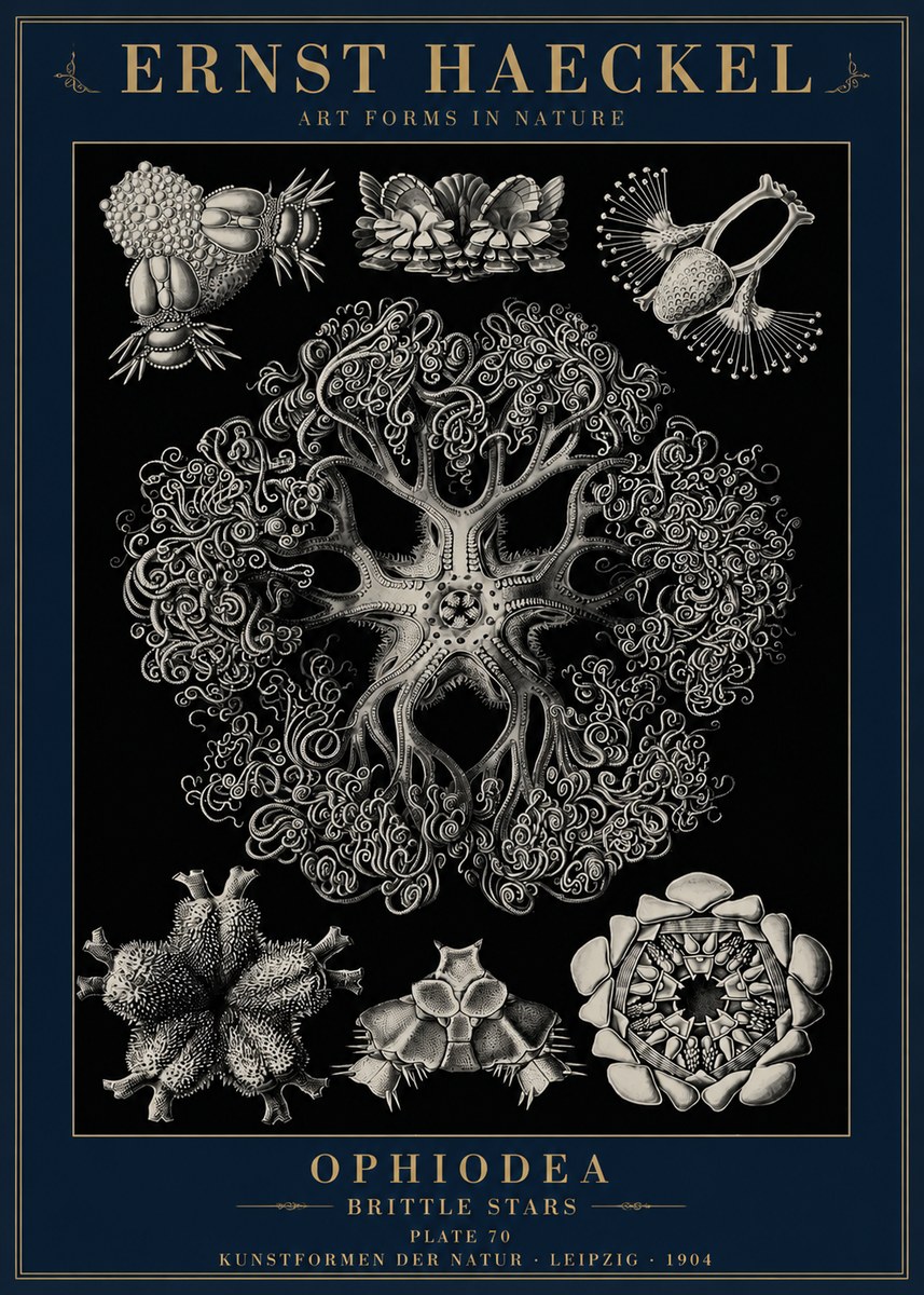 Ernst Haeckel Ophiodea - Brittle Stars II No6 - Plakát