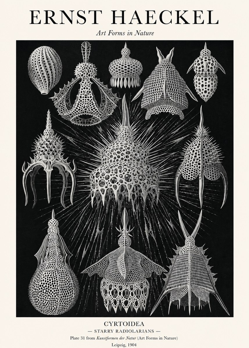 Ernst Haeckel Cyrtoidea - Starry Radiolarians No1 - Plakát