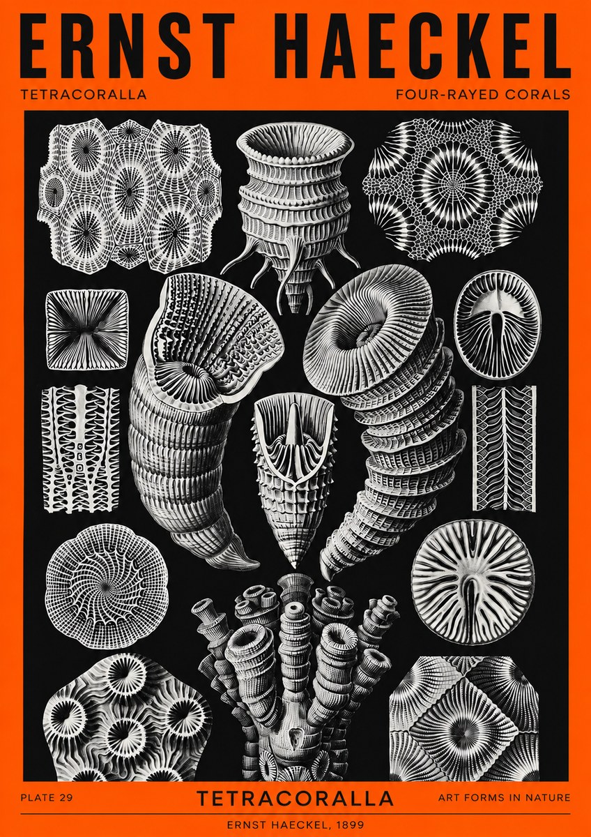 Ernst Haeckel Tetracoralla - Four-rayed Corals No2 - Plakát