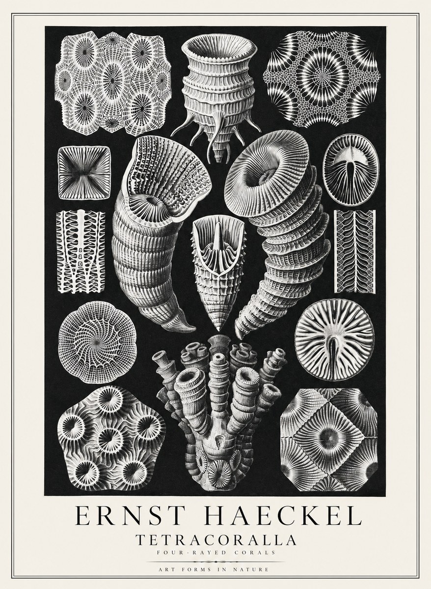 Ernst Haeckel Tetracoralla - Four-rayed Corals No3 - Plakát