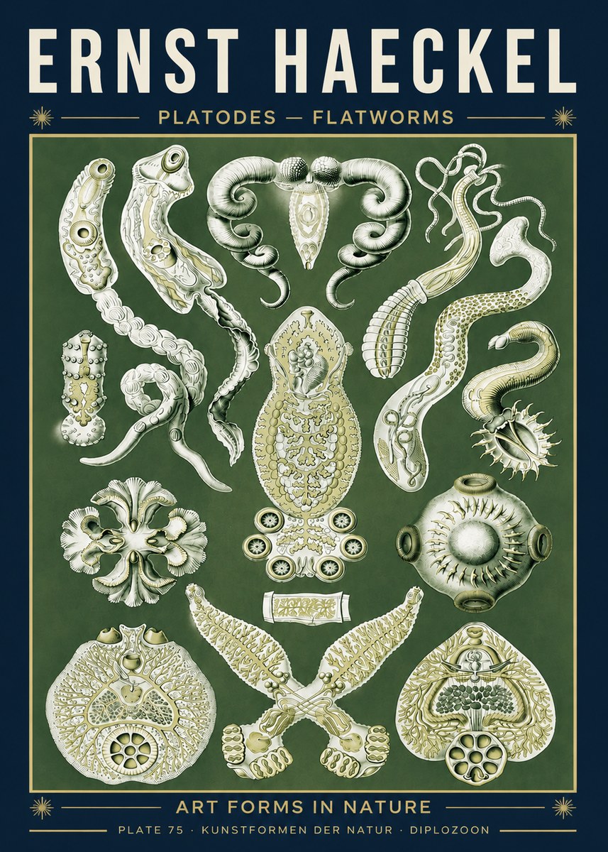 Ernst Haeckel Platodes – Flatworms No5 - Plakát